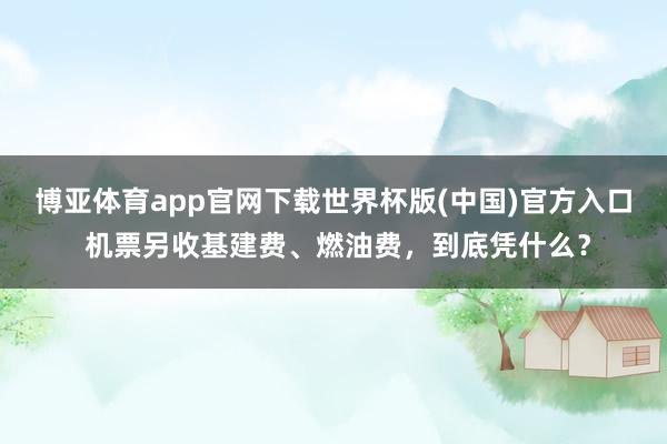 博亚体育app官网下载世界杯版(中国)官方入口 机票另收基建费、燃油费，到底凭什么？