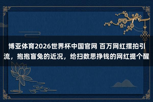 博亚体育2026世界杯中国官网 百万网红摆拍引流，抱抱盲兔的近况，给扫数思挣钱的网红提个醒