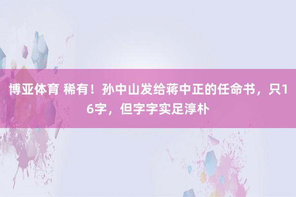 博亚体育 稀有！孙中山发给蒋中正的任命书，只16字，但字字实足淳朴