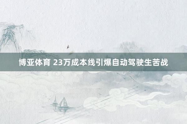 博亚体育 23万成本线引爆自动驾驶生苦战