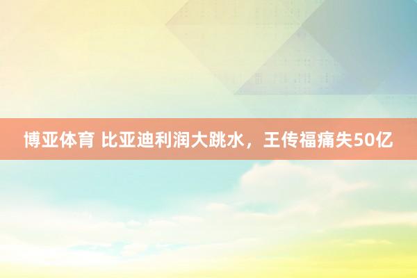 博亚体育 比亚迪利润大跳水，王传福痛失50亿