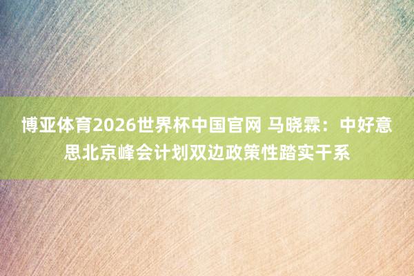 博亚体育2026世界杯中国官网 马晓霖：中好意思北京峰会计划双边政策性踏实干系