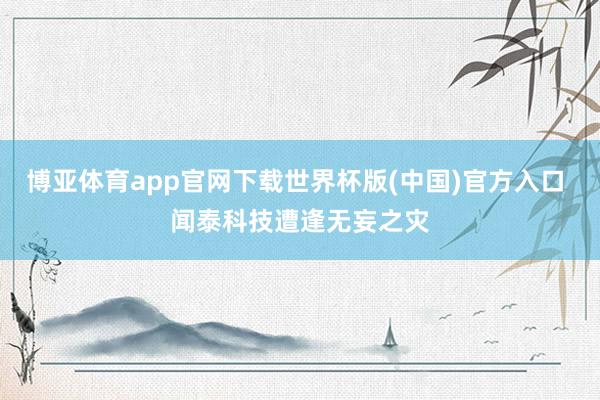 博亚体育app官网下载世界杯版(中国)官方入口 闻泰科技遭逢无妄之灾