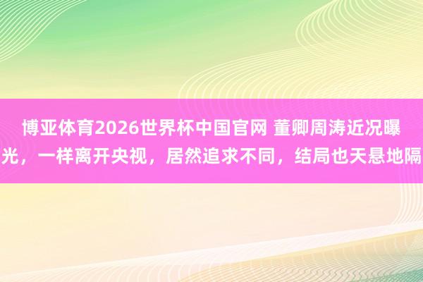 博亚体育2026世界杯中国官网 董卿周涛近况曝光，一样离开央视，居然追求不同，结局也天悬地隔