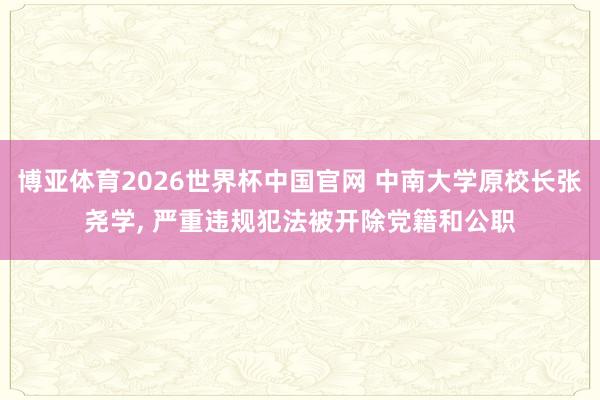 博亚体育2026世界杯中国官网 中南大学原校长张尧学， 严重违规犯法被开除党籍和公职