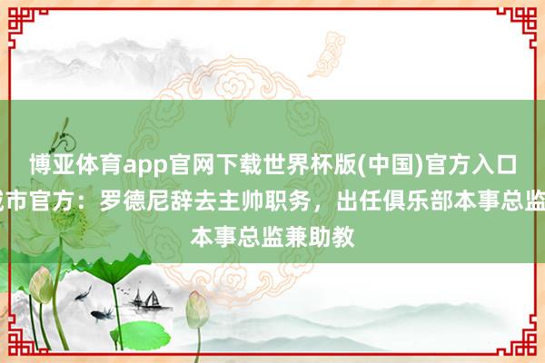 博亚体育app官网下载世界杯版(中国)官方入口 南京城市官方：罗德尼辞去主帅职务，出任俱乐部本事总监兼助教