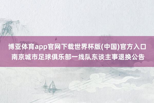 博亚体育app官网下载世界杯版(中国)官方入口 南京城市足球俱乐部一线队东谈主事退换公告
