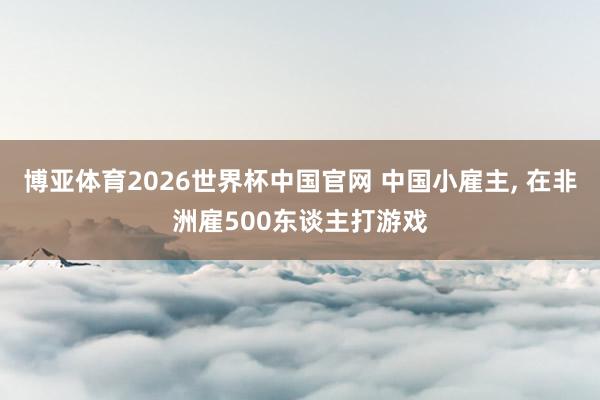 博亚体育2026世界杯中国官网 中国小雇主， 在非洲雇500东谈主打游戏
