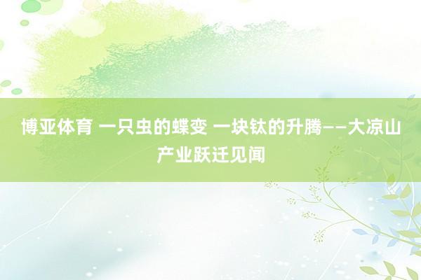 博亚体育 一只虫的蝶变 一块钛的升腾——大凉山产业跃迁见闻