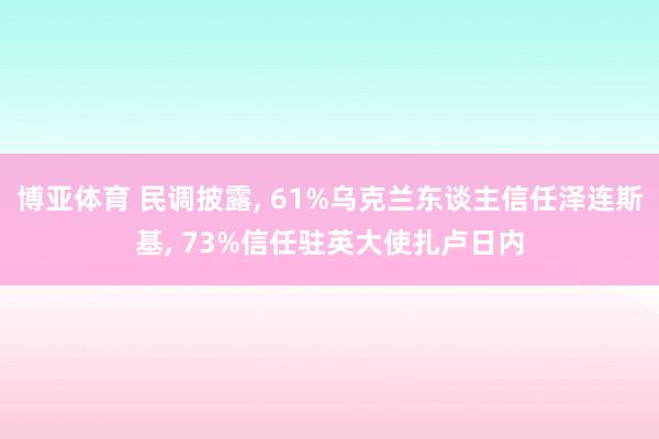 博亚体育 民调披露, 61%乌克兰东谈主信任泽连斯基, 73%信任驻英大使扎卢日内