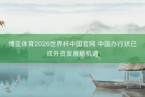 博亚体育2026世界杯中国官网 中国办行状已成外资发展新机遇